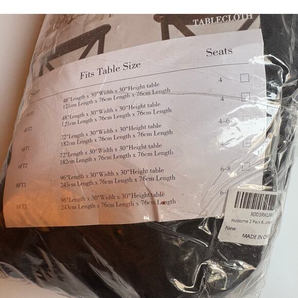 Hussome Lot of 2- 6FT Black Stretch Fitted Tablecloths for Rectangle Tables New - Picture 5 of 9